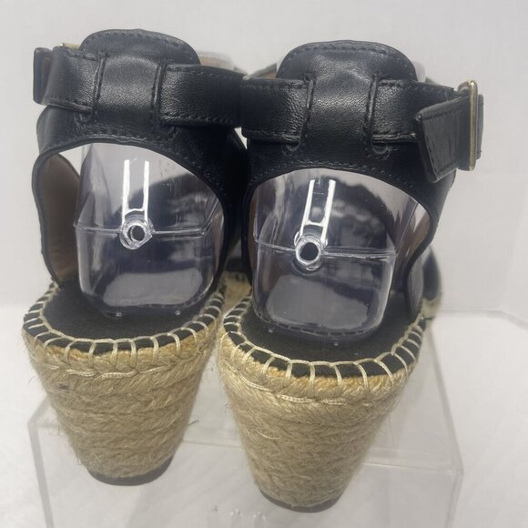 Clarks Black Leather Petrina Selma Ankle Strap Wedge Open Toe Sandal 8M - Picture 4 of 10